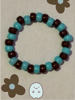 Teal And Dark Brown Kandi Bracelet - Elastic Bracelet